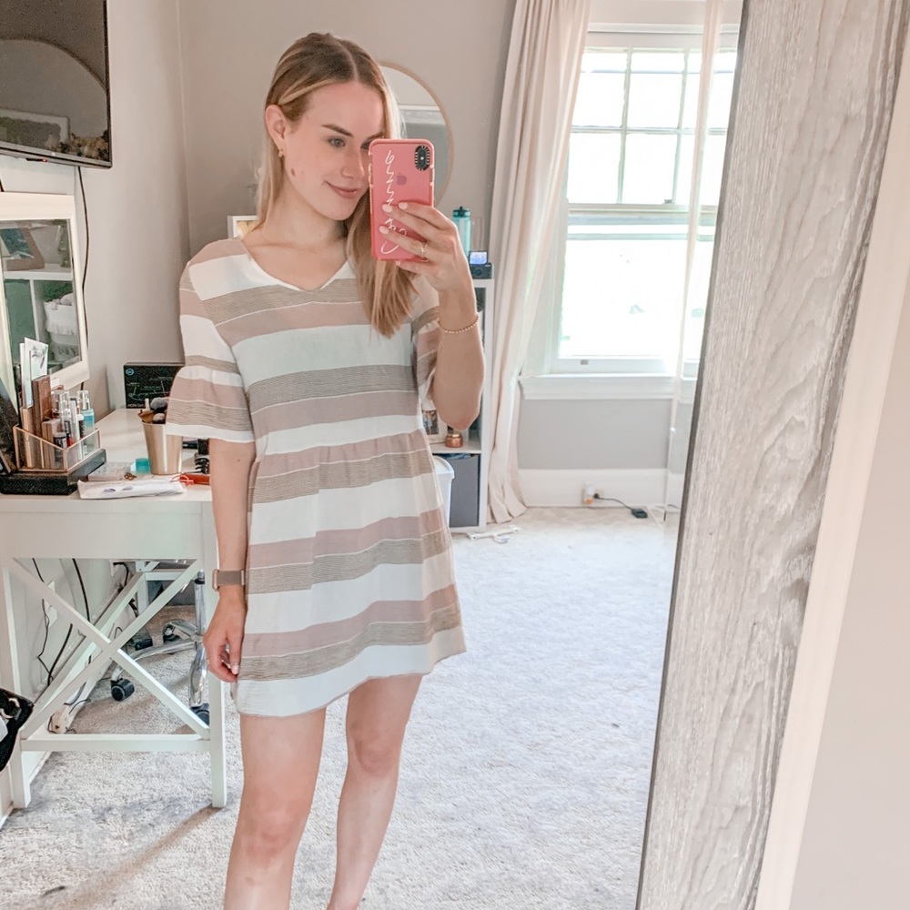 Pink white and tan dress !